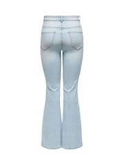 ONLY Blue Comfort Stretch Lush Mid Waist Retro Flared Jeans - Image 4 of 4