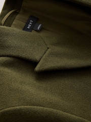 Olive Green Double Breasted Maxi Formal Revere Coat - Image 7 of 9