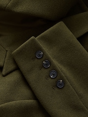 Olive Green Double Breasted Maxi Formal Revere Coat - Image 8 of 9