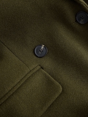 Olive Green Double Breasted Maxi Formal Revere Coat - Image 9 of 9