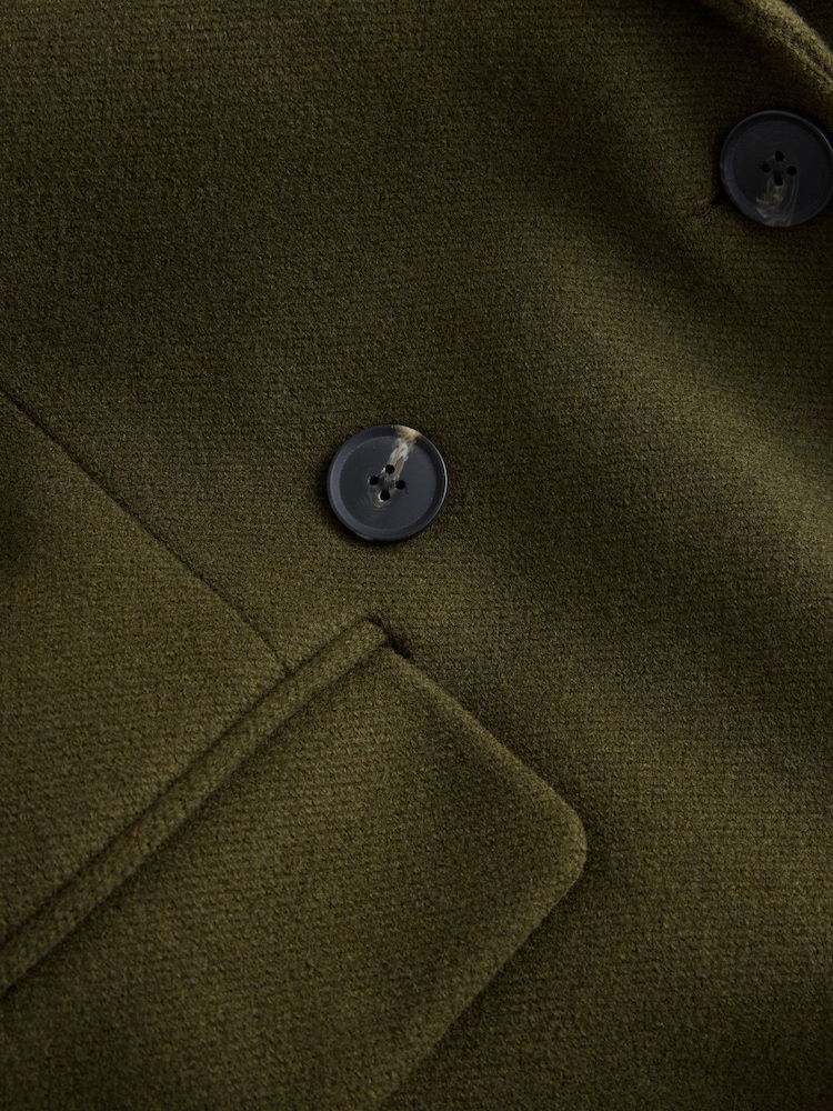 Olive Green Double Breasted Maxi Formal Revere Coat - Image 9 of 9 Olive Green Double Breasted Maxi Formal Revere Coat - Image 9 of 9