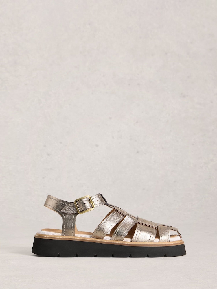 برّاق - صندل بكعب سميك وتصميم Fisherman من White Stuff - صورة 1 من 4