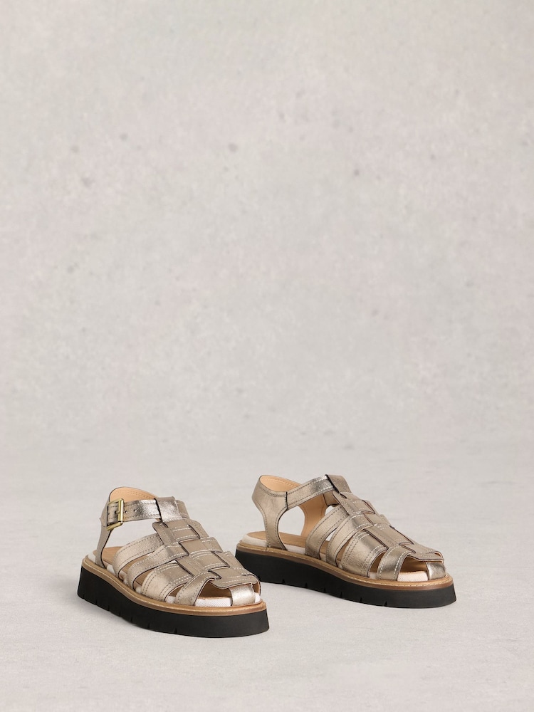 برّاق - صندل بكعب سميك وتصميم Fisherman من White Stuff - صورة 2 من 4