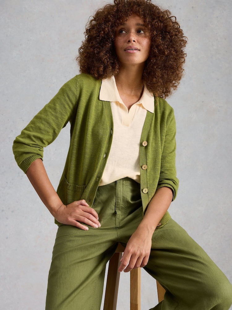 White Stuff Natural Ginni Stripe Linen Polo T-Shirt - Image 2 of 6