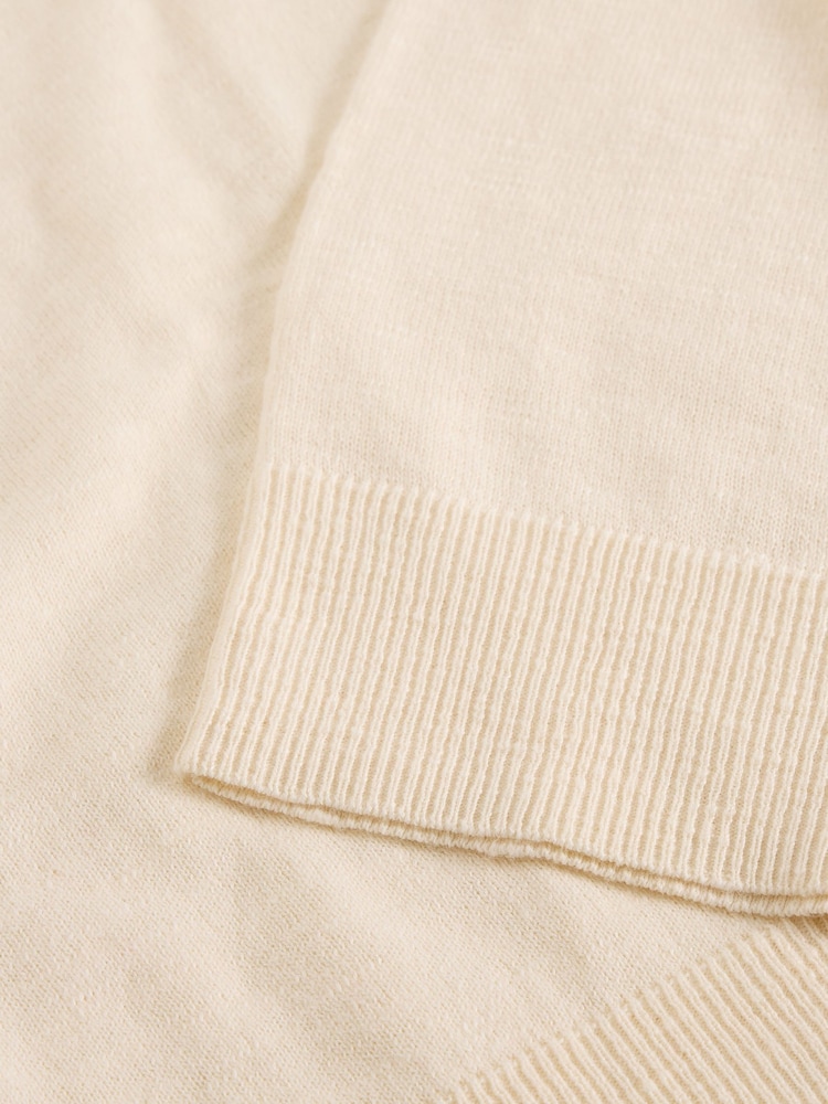 White Stuff Natural Ginni Stripe Linen Polo T-Shirt - Image 6 of 6