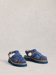 أزرق - صندل بكعب سميك وتصميم Fisherman من White Stuff - صورة 2 من 4