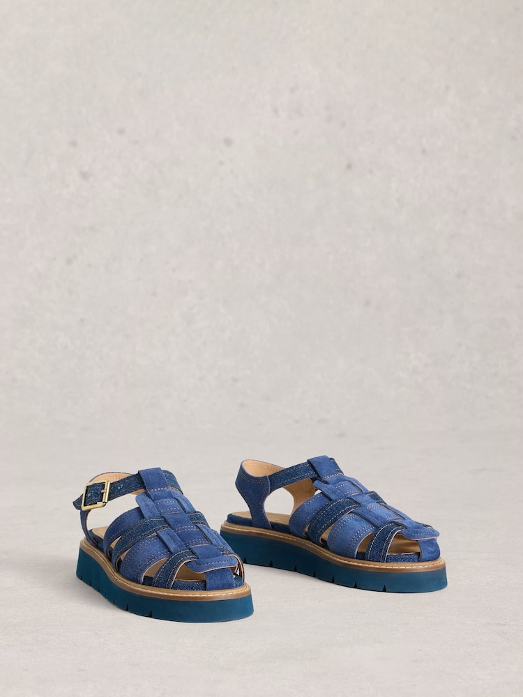 أزرق - صندل بكعب سميك وتصميم Fisherman من White Stuff - صورة 2 من 4