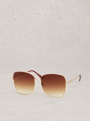 White Stuff Natural Oversized Butterfly Sunglasses - Image 1 of 4