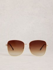 White Stuff Natural Oversized Butterfly Sunglasses - Image 2 of 4