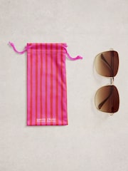 White Stuff Natural Oversized Butterfly Sunglasses - Image 3 of 4