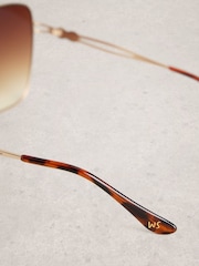 White Stuff Natural Oversized Butterfly Sunglasses - Image 4 of 4