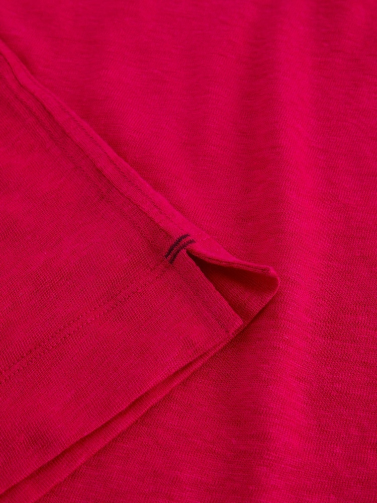 White Stuff Pink Susie V-Neck Linen T-Shirt - Image 6 of 6