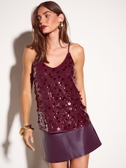 Əncir Qırmızı - Friends Like These All-Over Sequin Cami - 7şəkildən 1 şəkil
