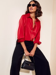 Friends Like These Red Satin Button Through Shirt - Image 4 of 5