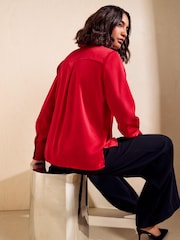 Friends Like These Red Satin Button Through Shirt - Image 5 of 5