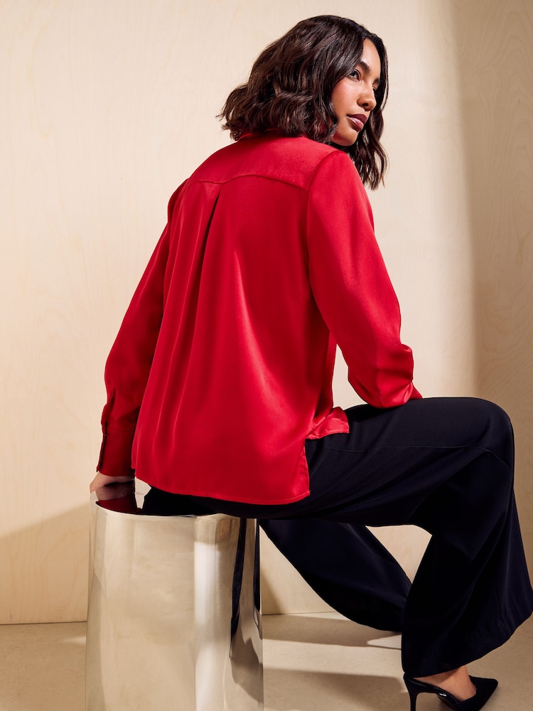 Friends Like These Red Satin Button Through Shirt - Image 5 of 5