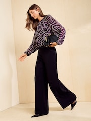 Friends Like These Purple Printed Long Sleeve Chiffon Floaty Blouse - Image 3 of 6