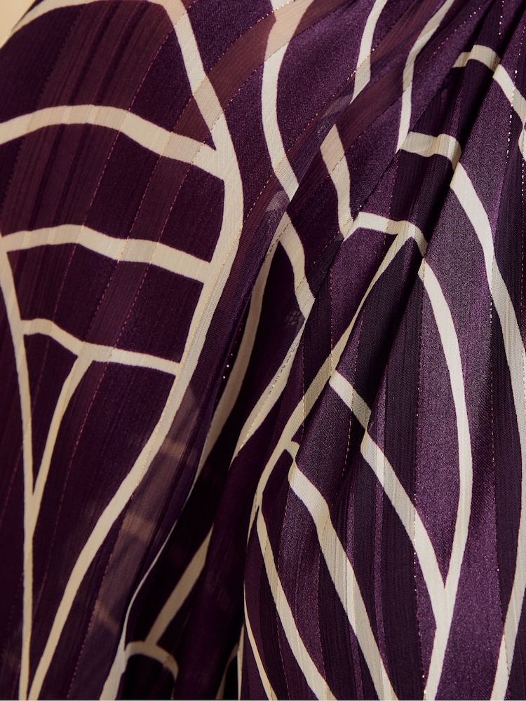 Friends Like These Purple Printed Long Sleeve Chiffon Floaty Blouse - Image 6 of 6