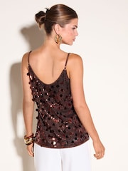 Friends Like These Chocolate Brown All-Over Sequin Cami - Image 5 of 6