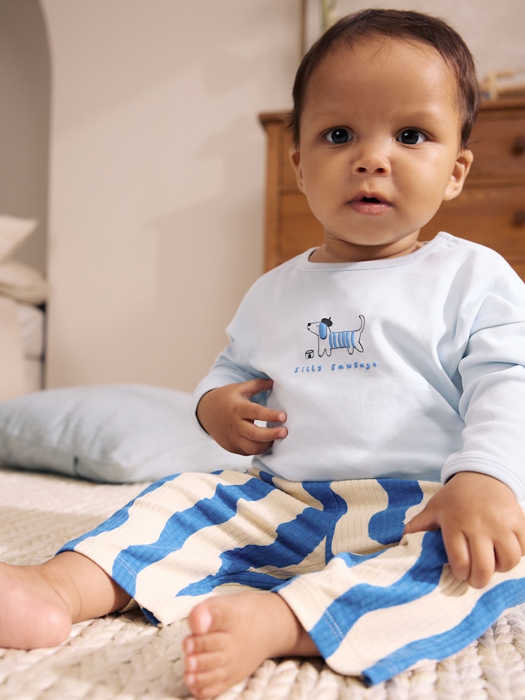 Blue Dog Baby Top and Wide Leg Leggings Set (0mths-2yrs) - Image 1 of 2 Blue Dog Baby Top and Wide Leg Leggings Set (0mths-2yrs) - Image 1 of 2