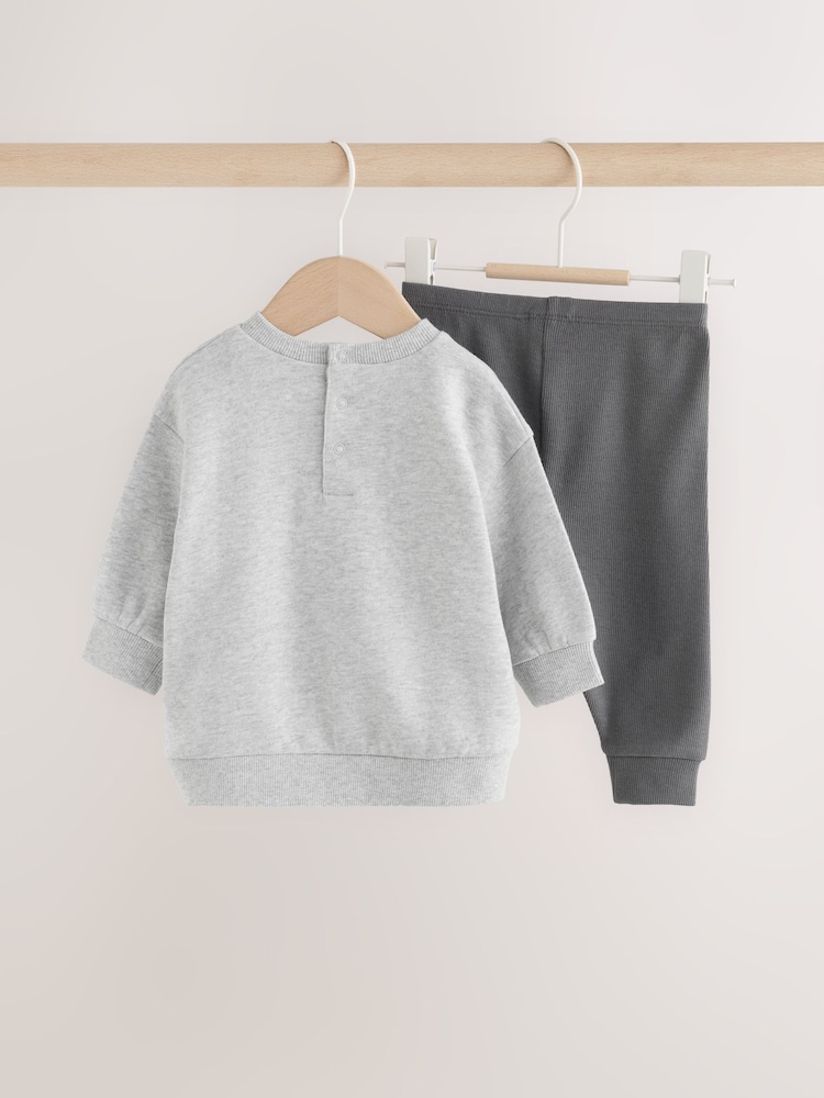 Grey 'Little Man' Baby Sweatshirt and Leggings Set (0mths-2yrs) - Image 2 of 10