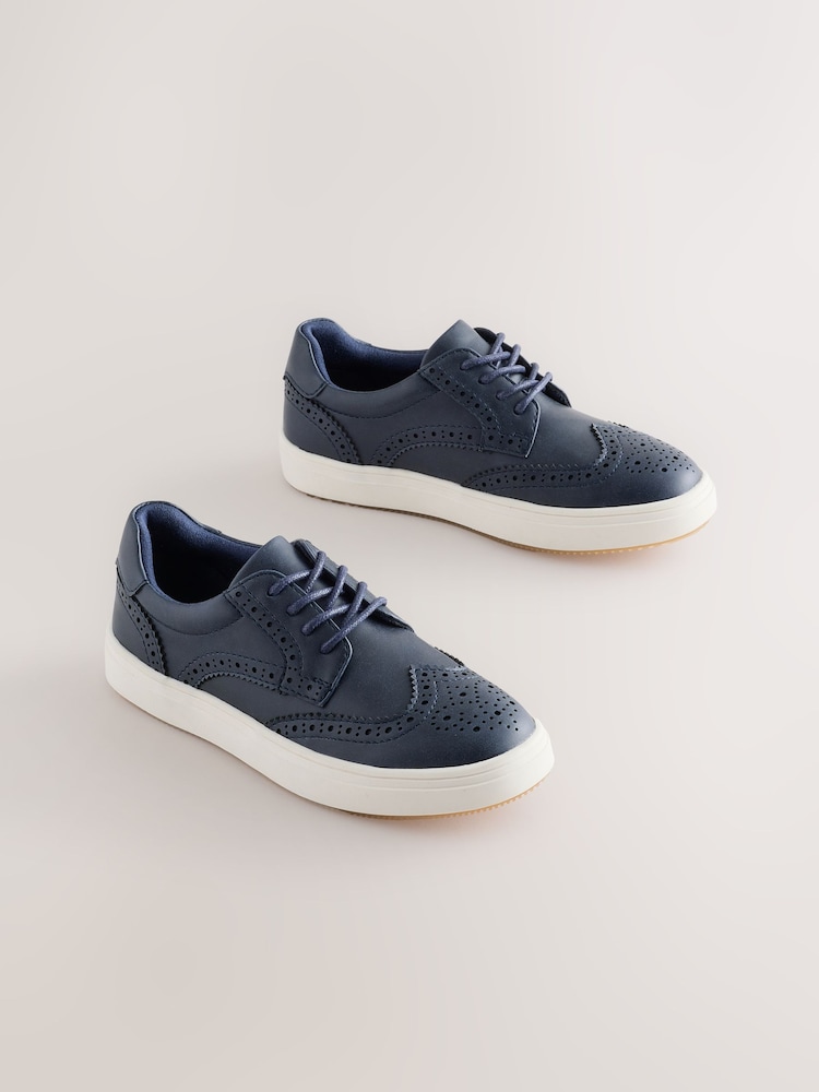 Marineblå - Brogue sko med snøre - Billede 1 af 5 Marineblå - Brogue sko med snøre - Billede 1 af 5