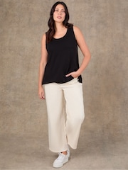 Live Unlimited Black Cotton Slub Round Neck Vest - Image 1 of 4