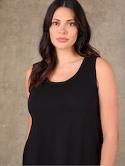 Live Unlimited Black Cotton Slub Round Neck Vest - Image 3 of 4