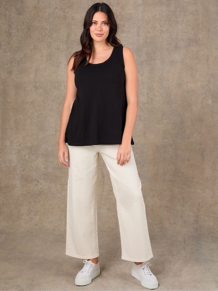 Live Unlimited Black Cotton Slub Round Neck Vest - Image 4 of 4 Live Unlimited Black Cotton Slub Round Neck Vest - Image 4 of 4