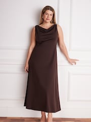 Live Unlimited Brown Asymmetric Twist Maxi Dress - Image 2 of 5