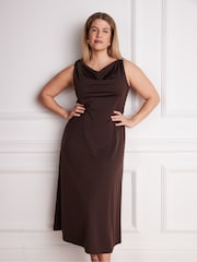 Live Unlimited Brown Asymmetric Twist Maxi Dress - Image 4 of 5