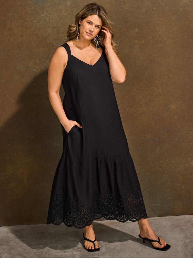 Live Unlimited Linen Blend Broderie Maxi Dress - Εικόνα 8 από 8