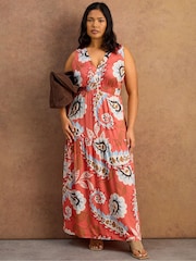 Live Unlimited Pink Paisley Print Tiered Maxi Dress - Image 4 of 4