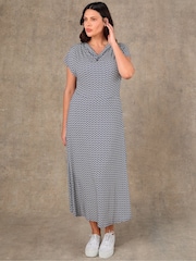 Live Unlimited Blue Geo Print Cowl Neck Jersey Maxi Dress - Image 3 of 5