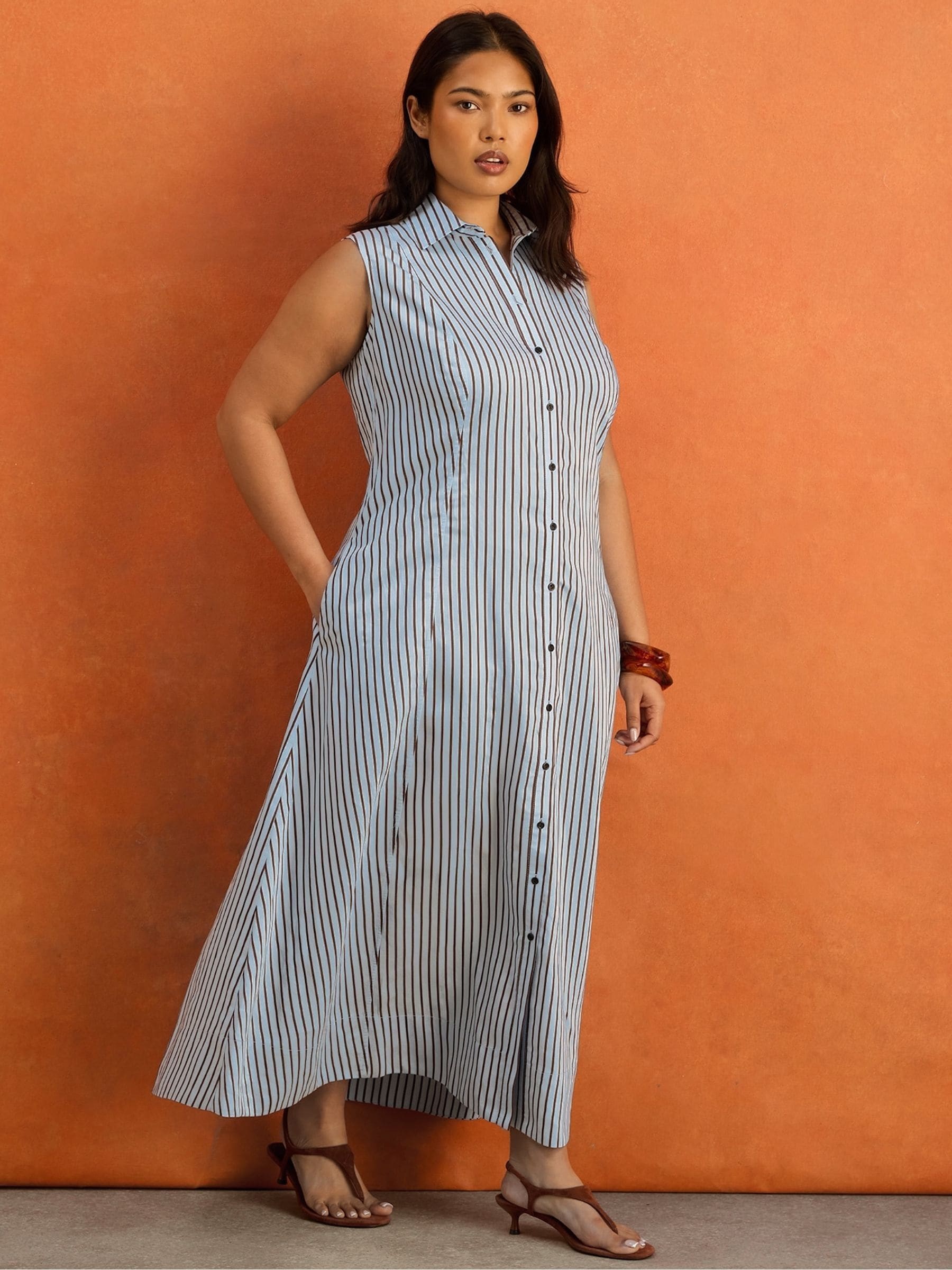 Buy Live Unlimited Blue Stripe Maxi Shirt Dress from Next USA