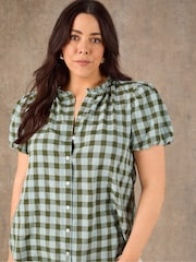 Live Unlimited Green Gingham Button Front Blouse - Image 1 of 3