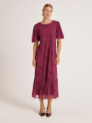 Finery Yasmine Floral Mesh Tiered Midi Dress - Image 1 of 4