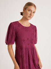 Finery Yasmine Floral Mesh Tiered Midi Dress - Image 3 of 4