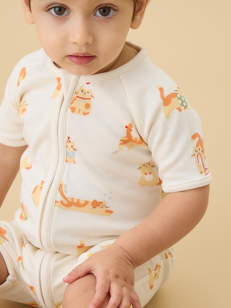MORI Cat Nap Summer Supersoft Sleepsuit - Image 2 of 3