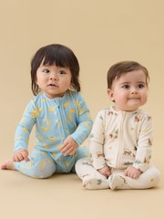 MORI Cream Monkeys Clever Zip Supersoft Sleepsuit - Image 2 of 5