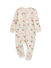 MORI Cream Monkeys Clever Zip Supersoft Sleepsuit - Image 4 of 5