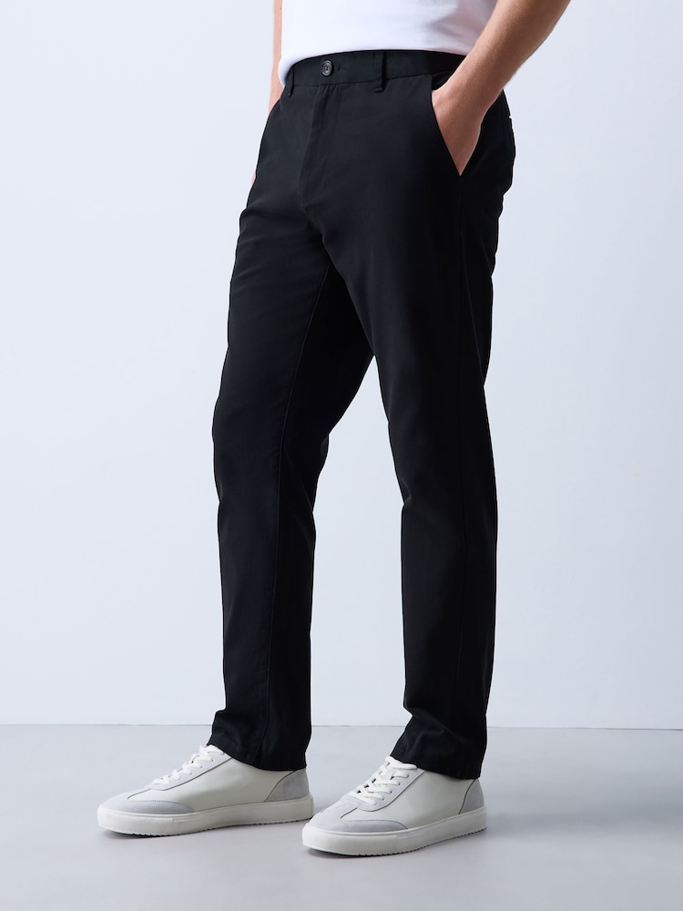Black Slim Fit 100% Cotton Chino Trousers - Image 1 of 6