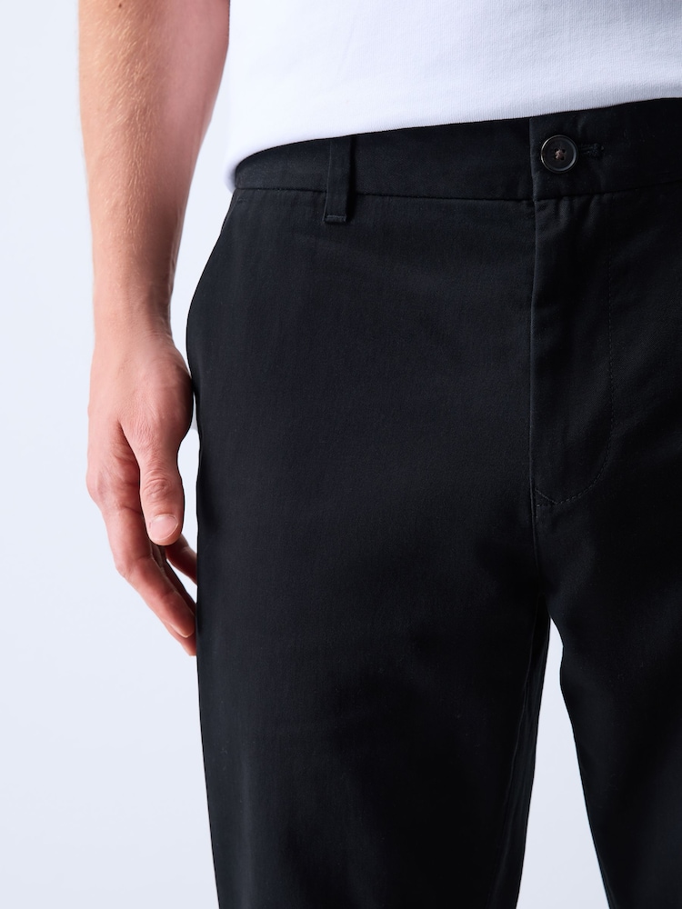 Black Slim Fit 100% Cotton Chino Trousers - Image 6 of 6