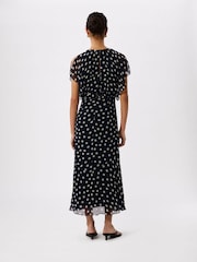Whistles Blue Polka Dot Print Midi Dress - Image 2 of 4