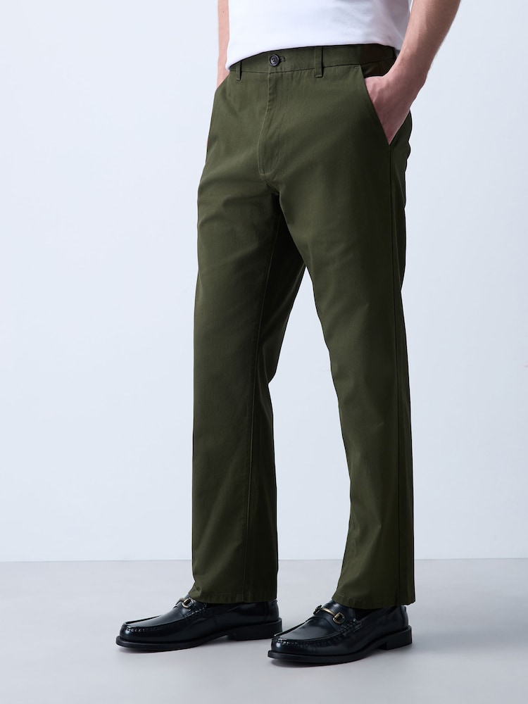 Khaki Green Straight Fit Chino Trousers - Image 1 of 5