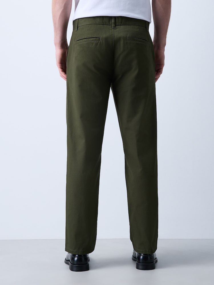 Khaki Green Straight Fit Chino Trousers - Image 2 of 5