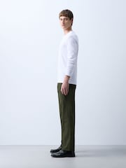 Khaki Green Straight Fit Chino Trousers - Image 3 of 5