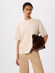 Whistles Cream Fine Knit T-Shirt - Image 1 of 5