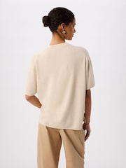 Whistles Cream Fine Knit T-Shirt - Image 2 of 5