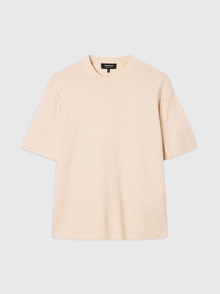 Whistles Cream Fine Knit T-Shirt - Image 5 of 5